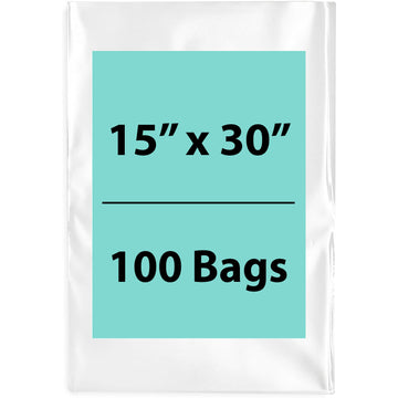 15X30 inches Clear Flat Poly Bags 3Mil Open Top (LDPE)